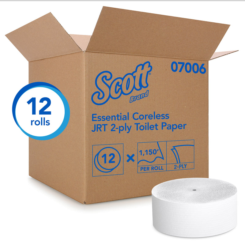 Emery Jensen Scott Coreless Toilet Tissue 12-pack rolls with soft, coreless toilet paper for bathroom use.