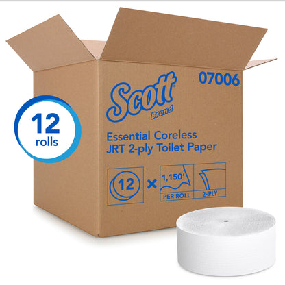 Emery Jensen Scott Coreless Toilet Tissue 12-pack rolls with soft, coreless toilet paper for bathroom use.