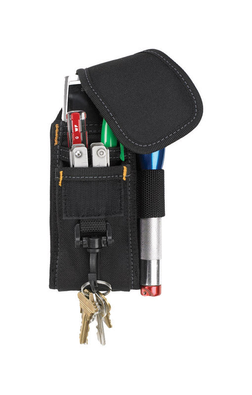 Emery Jensen tool belt pouch with a dedicated cell phone holder, designed for convenient tool and device storage.