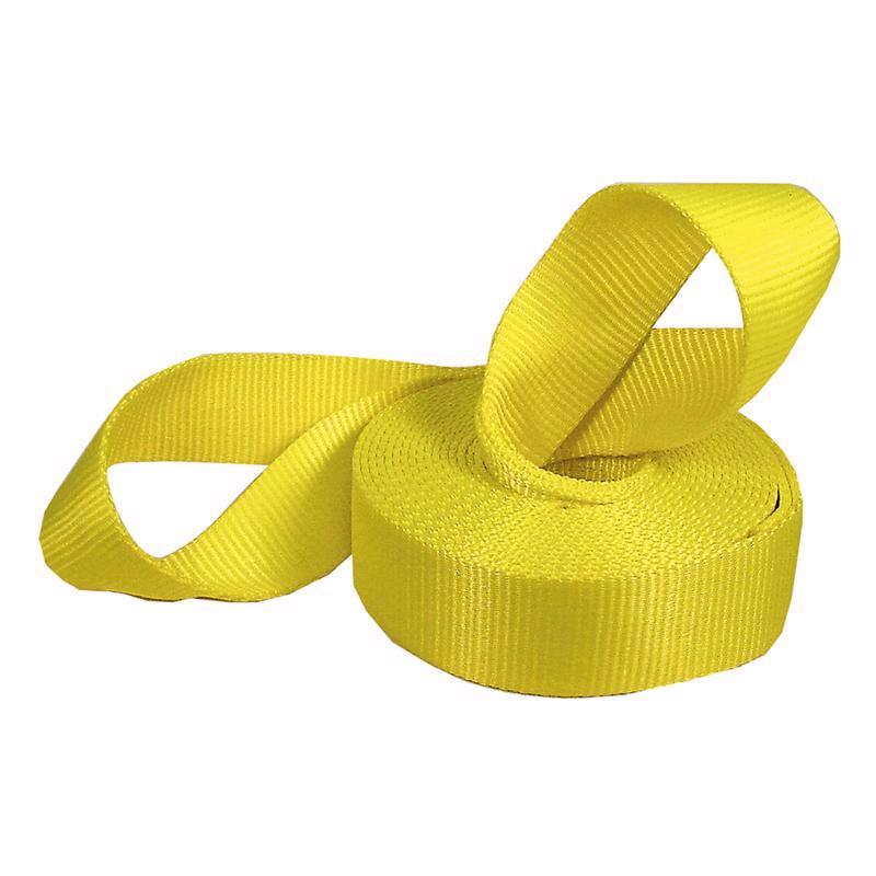 Yellow Emery Jensen recovery strap, 2 inches by 20 feet, heavy-duty tow strap for vehicle recovery and towing tasks.