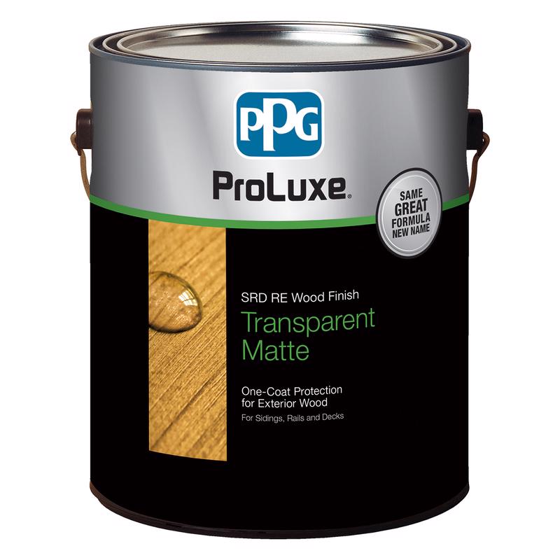 Emery Jensen PROLUXE SRD RE NATRL 1G transparent stain applied to wood, showcasing natural finish and wood grain visibility.