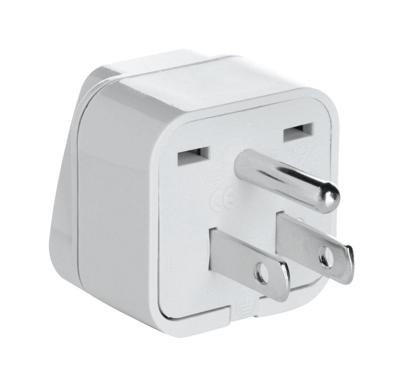 Emery Jensen NWG-3C travel adapter plug for international electrical outlet compatibility, shown in a close-up view.