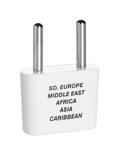 Emery Jensen travel adapter plug labeled "Travel Lite" with multiple socket types for international travel.