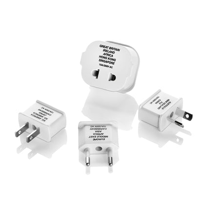 Emery Jensen CONVERTR ADAPT 4-piece travel adapter plug set with various universal plug types for international travel.