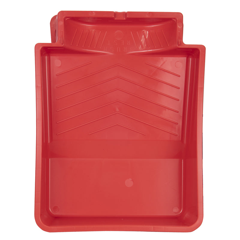 Red 11-inch deep well paint tray from Emery Jensen, designed for use with trays and frames in painting projects.