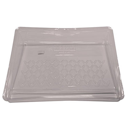 Emery Jensen 1-gallon paint tray liner in a paint tray for DIY and professional painting projects.