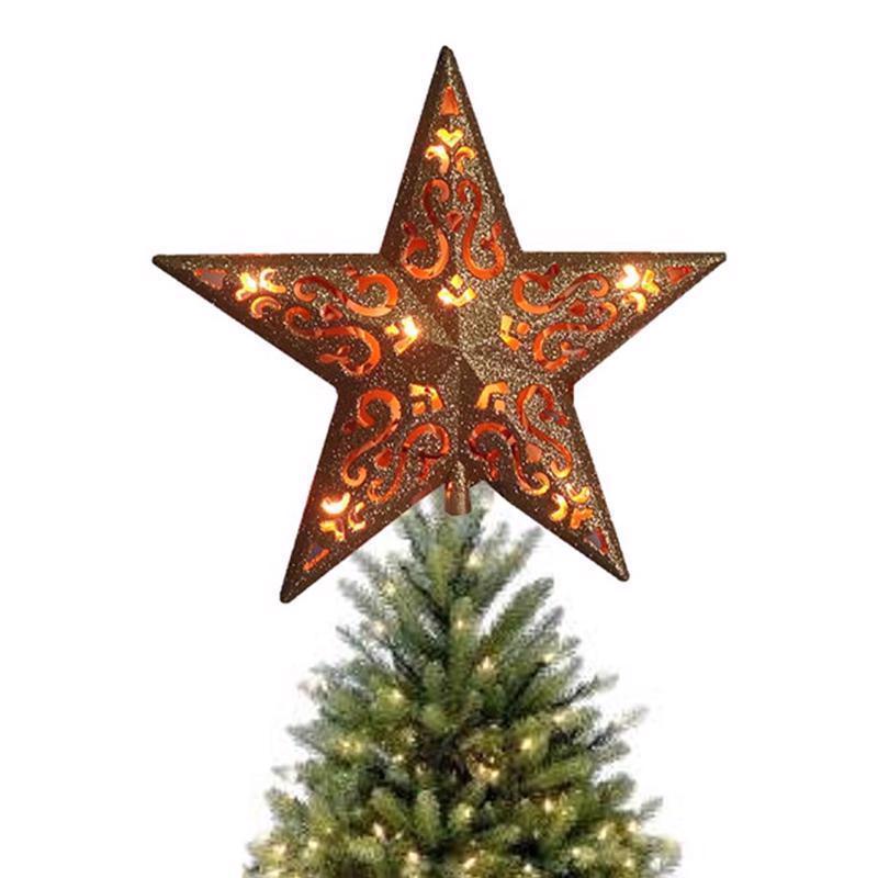 Emery Jensen star tree toppers in assorted styles, perfect for decorating Christmas trees with festive sparkle.
