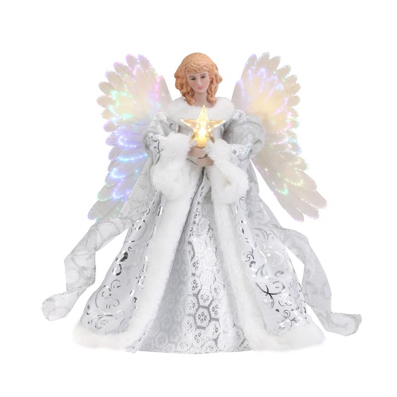 Emery Jensen Tree Top Fibroptc Angel tree topper with detailed angel figure and festive design for holiday decoration.