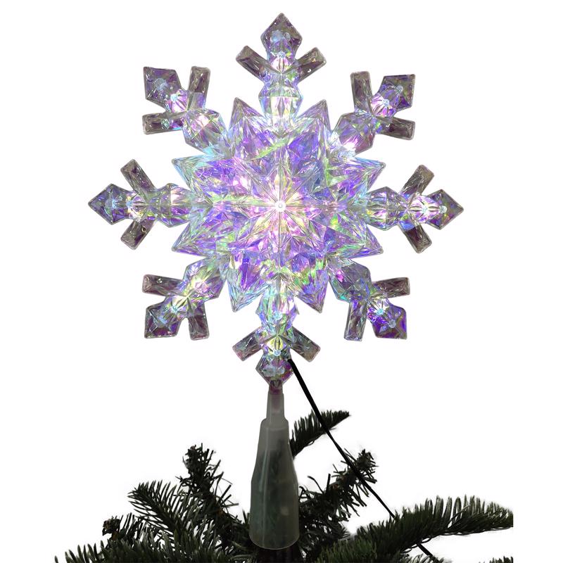 Emery Jensen 9-inch snowflake LED tree toppers, pack of 6, decorative holiday tree accessories with bright white LED lights