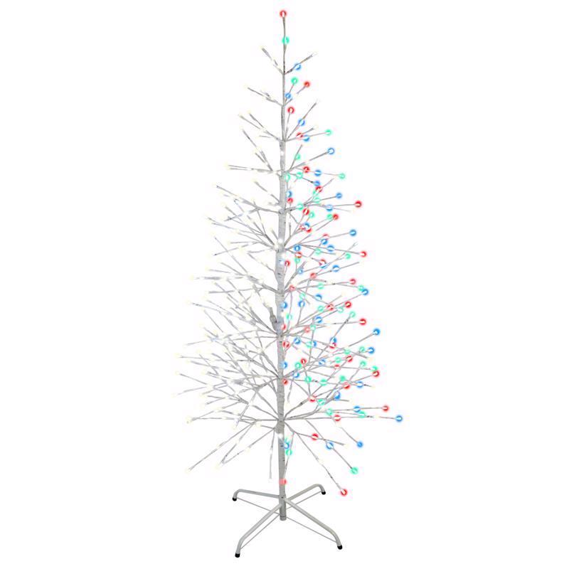 Emery Jensen 5.5-foot Birch Tree LED yard decor with illuminated white bark and realistic branching for outdoor landscaping.