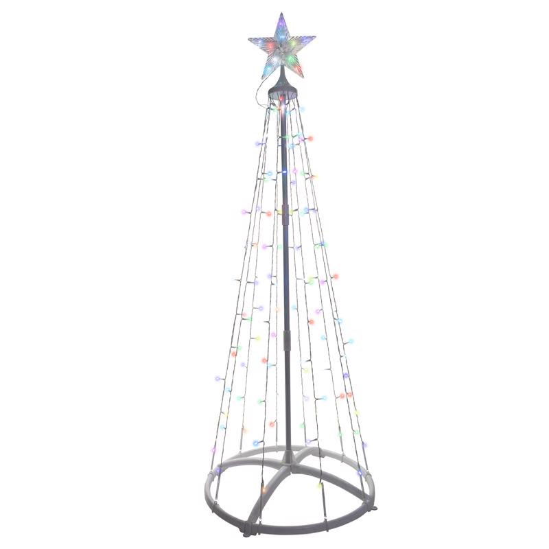 Emery Jensen CMAS Tree LED RGBW 4.5-foot decorative Christmas tree with colorful LED lights and realistic pine branch design.