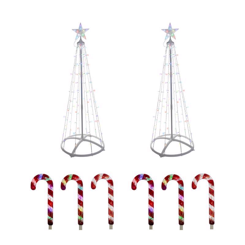Emery Jensen yard decor LED RGBW 4.5' tree with colorful lighting, suitable for outdoor garden and landscape decoration.