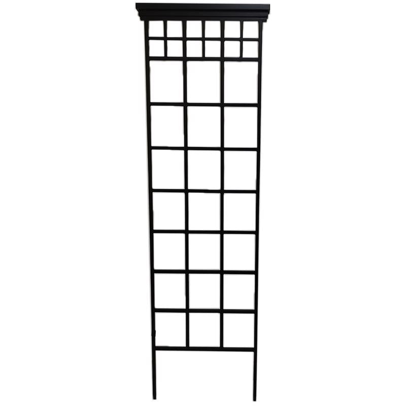 Emery Jensen black 78-inch garden trellis arbor with decorative lattice design for outdoor support and garden enhancement.