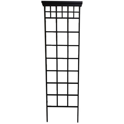 Emery Jensen black 78-inch garden trellis arbor with decorative lattice design for outdoor support and garden enhancement.