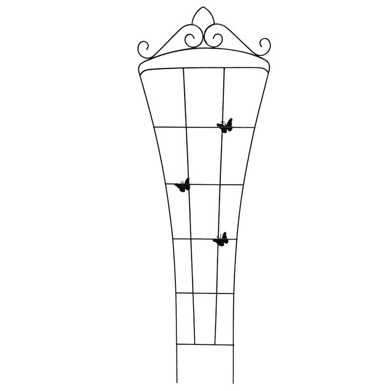 Emery Jensen 72-inch trellis butterfly arbor with decorative metal design for garden support and aesthetic enhancement.