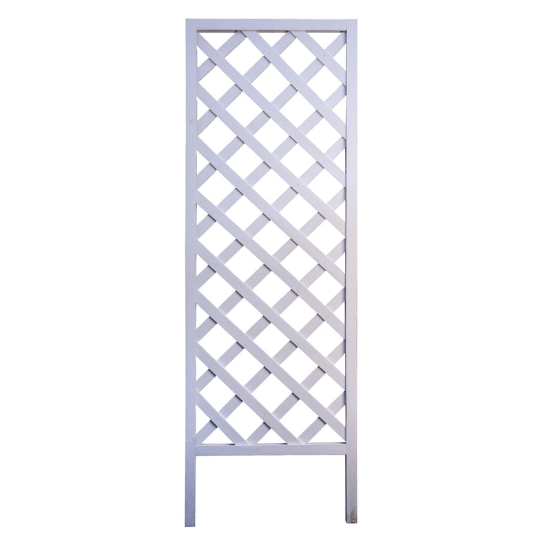 White diamond trellis arbor by Emery Jensen, 72 inches tall, decorative garden trellis and arbor for outdoor spaces.