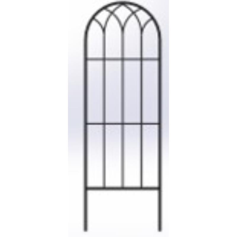 Black 24-inch steel trellis arbor by Emery Jensen, designed for garden support and decorative outdoor landscaping.