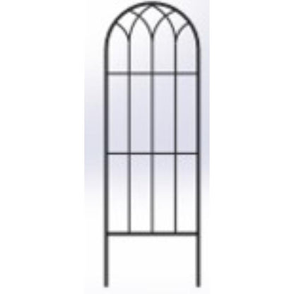 Black 24-inch steel trellis arbor by Emery Jensen, designed for garden support and decorative outdoor landscaping.