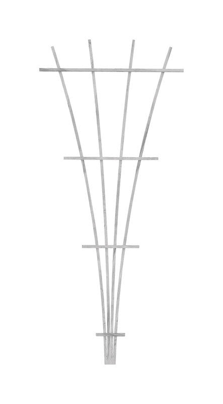 Wood trellis fan from Emery Jensen, 72-inch white garden trellis arbor with lattice design for outdoor support and decoration.