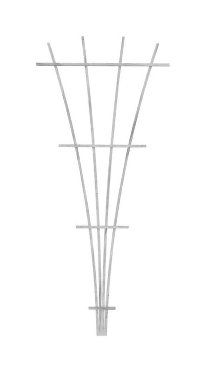 Wood trellis fan from Emery Jensen, 72-inch white garden trellis arbor with lattice design for outdoor support and decoration.