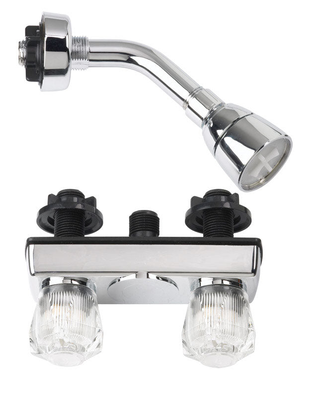 Emery Jensen DIVERTR 2HDL Celcon YJ54 tub and shower drain system, shown in a close-up of the product components.