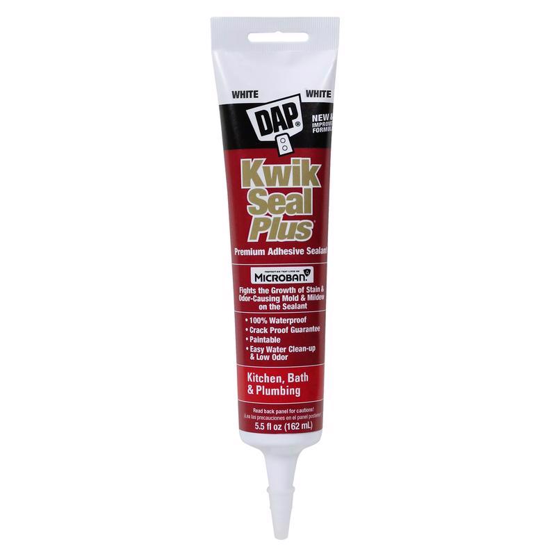 Emery Jensen Kwikseal white tub and tile caulk, 5.5 oz, pack of 12, for sealing tubs and tiles with durable waterproof sealant.