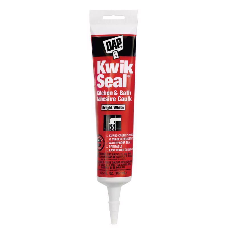 Pack of 12 Emery Jensen white tub and tile caulk tubes, 5.5oz each, for sealing and grout repairs in bathrooms and kitchens.