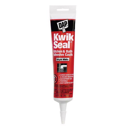 Pack of 12 Emery Jensen white tub and tile caulk tubes, 5.5oz each, for sealing and grout repairs in bathrooms and kitchens.