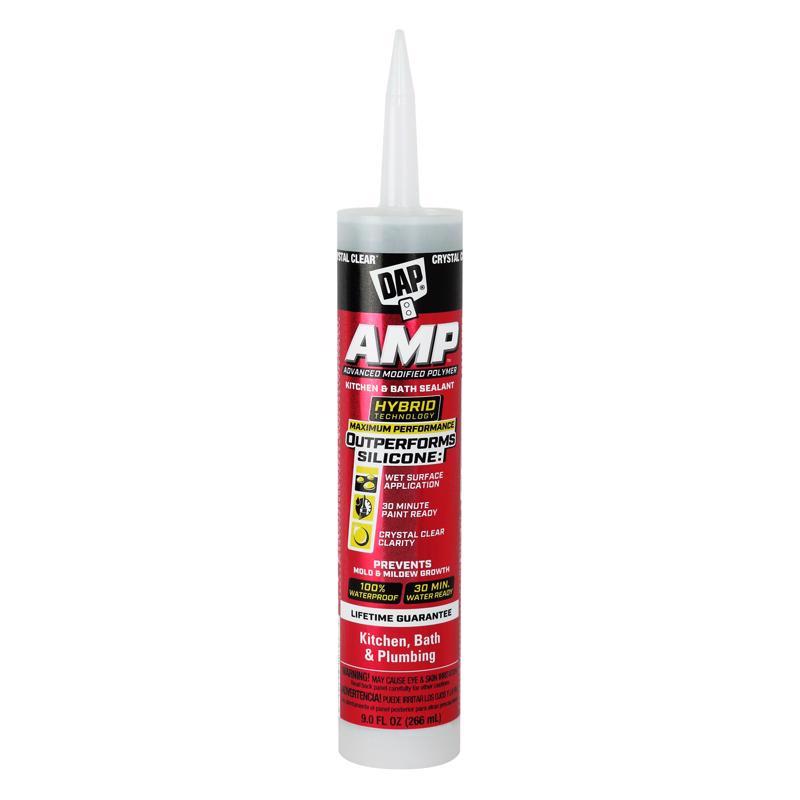 Emery Jensen clear tub/tile caulk in 9oz tubes, pack of 12, for sealing and waterproofing in bathroom or kitchen applications.