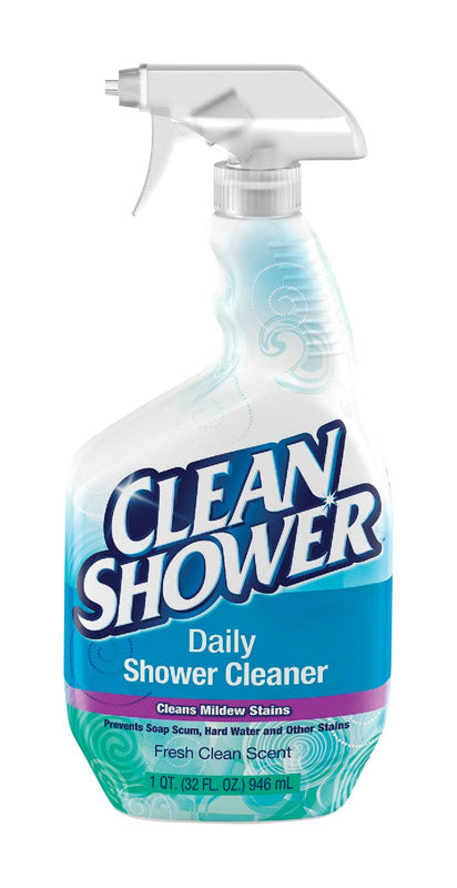 Emery Jensen CLEANR Shower 32oz cleaning solution for tubs, tiles, and showers, shown in a pack of eight bottles.