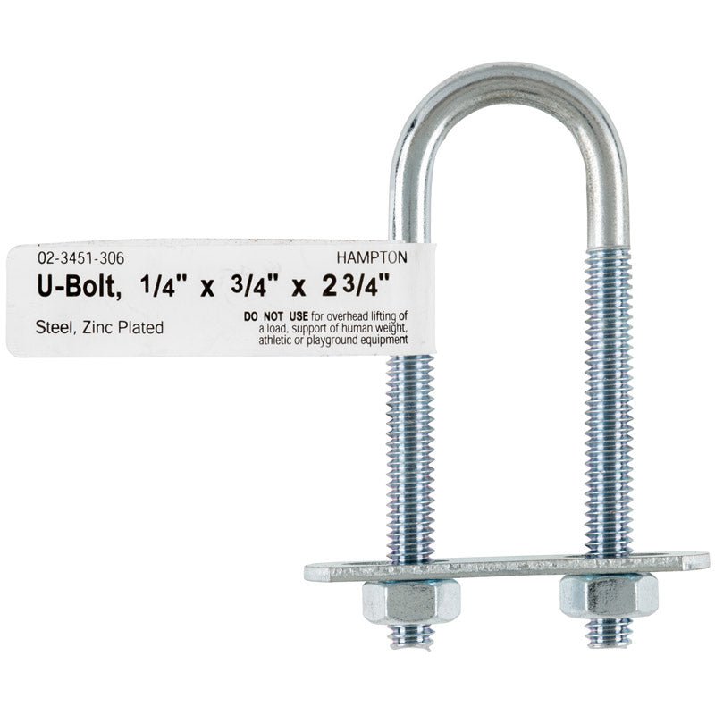 BOLT U 1/4"X3/4"X2.75" - Pack of 10