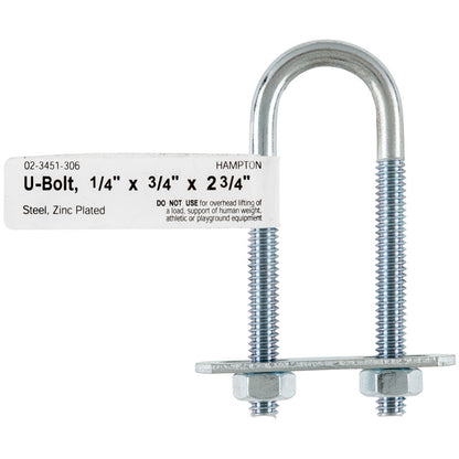 BOLT U 1/4"X3/4"X2.75" - Pack of 10