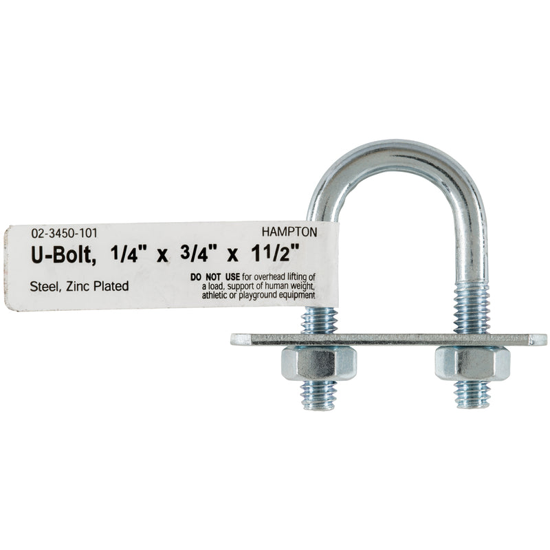 BOLT U 1/4X3/4"X1-1/2" - Pack of 10