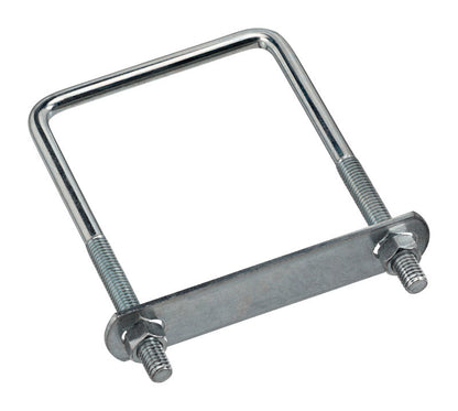 Emery Jensen SQ U-bolt 3/8x3-5/8x6 inches in black metal with square shape and threaded ends for secure fastening.