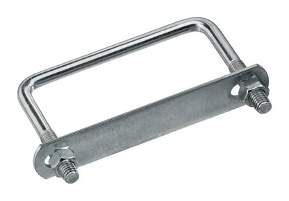 Square U-bolt in zinc finish by Emery Jensen, measuring 3/8x4x3 inches, suitable for securing pipes or equipment.