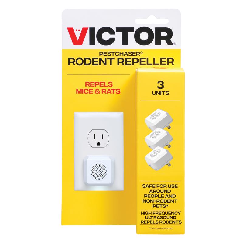 Emery Jensen ultrasonic pest repeller 3-pack designed to deter rodents and pests with high-frequency sound waves.