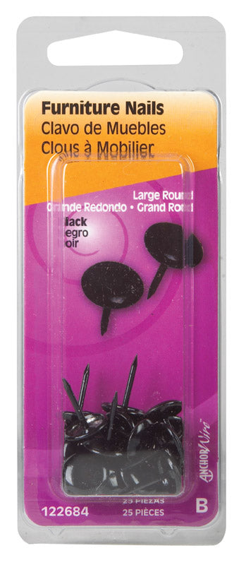 FURNITURE NAILS BLK 25PK - Pack of 6
