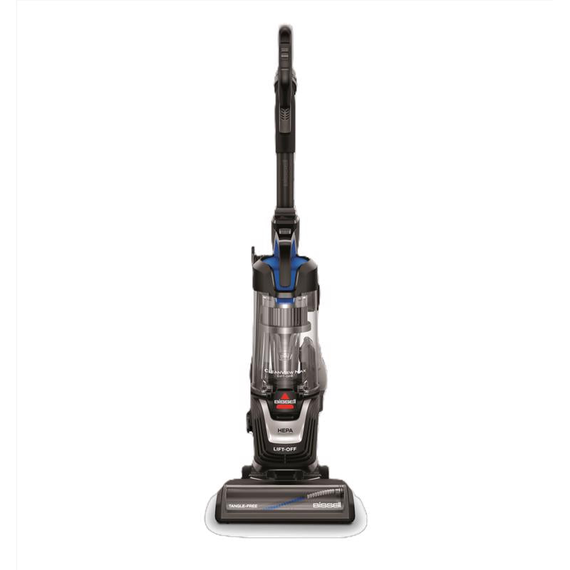 Emery Jensen upright vacuum cleaner with HEPA filter, 1L capacity, black and silver design, suitable for home cleaning.
