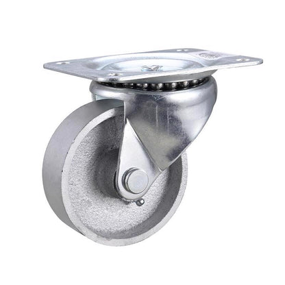Emery Jensen 4-inch steel utility caster with swivel wheel, durable industrial design for carts and equipment.