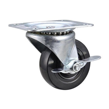 Utility caster plate by Emery Jensen, 4-inch swivel caster with durable steel wheel and mounting plate for versatile mobility.