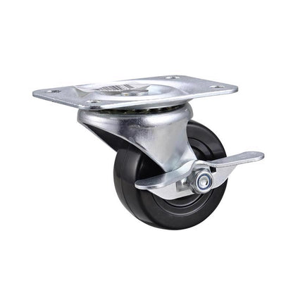 Emery Jensen 2.5-inch utility caster plate with swivel design, durable metal construction for industrial or commercial use.