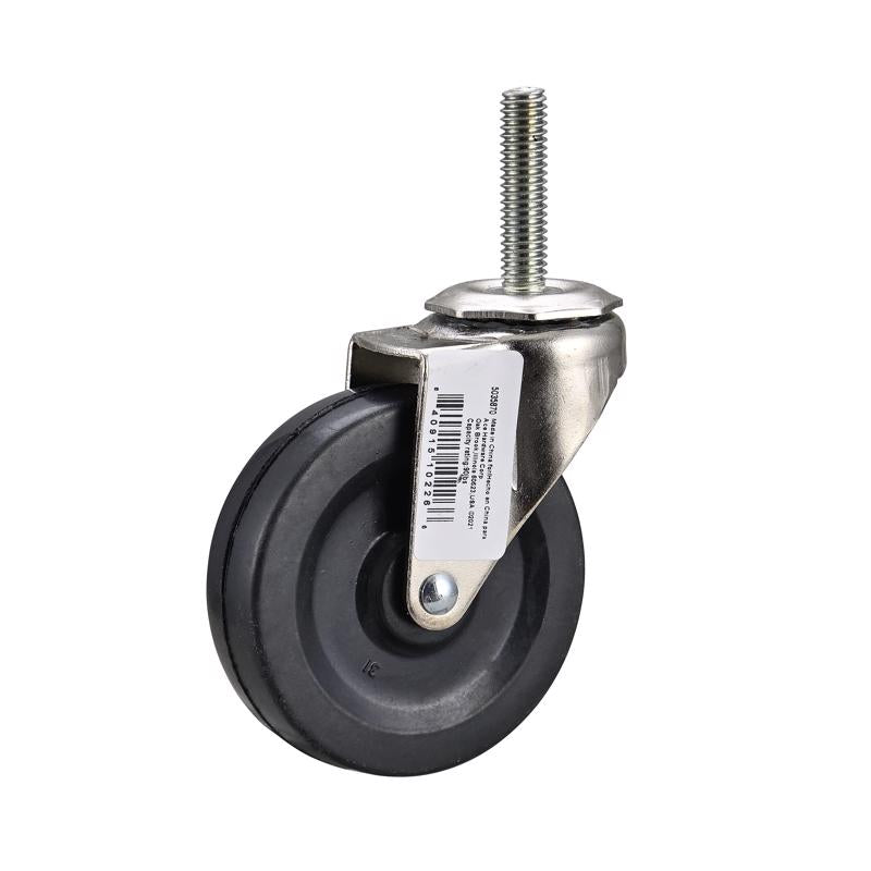 Emery Jensen 90# 3-inch utility caster wheel, heavy-duty swivel caster for carts and equipment, in black with mounting plate
