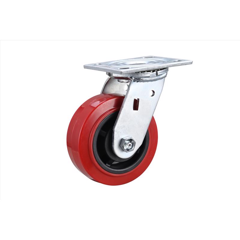 Emery Jensen utility caster with 5-inch polyurethane wheel and 750-pound weight capacity, designed for durable mobility.