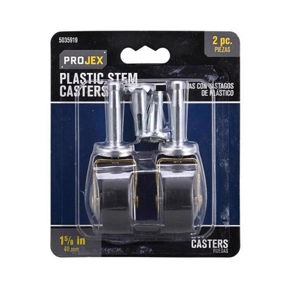 Emery Jensen CASTR 1-5/8-inch swivel utility casters in a two-pack, ideal for heavy-duty carts and industrial equipment.