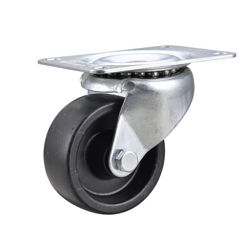 Polyurethane caster plate with 3-inch wheel for utility carts from Emery Jensen, designed for durability and smooth mobility.