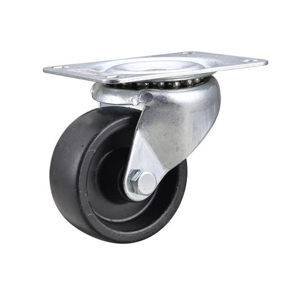 Polyurethane caster plate with 3-inch wheel for utility carts from Emery Jensen, designed for durability and smooth mobility.