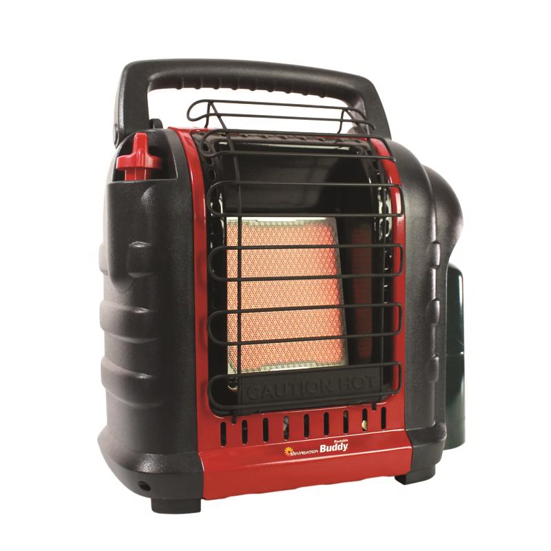 Emery Jensen Buddy portable heater, oil and LP utility heater with compact design and adjustable controls, suitable for indoor use.