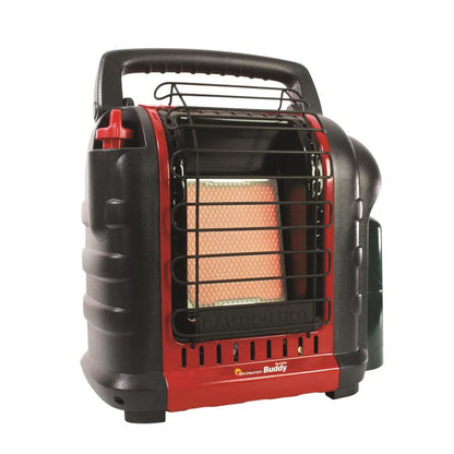 Emery Jensen Buddy portable heater, oil and LP utility heater with compact design and adjustable controls, suitable for indoor use.