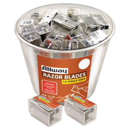 Emery Jensen utility hobby razor blades pack of 50, sharp replacement blades for crafting and utility cutting tasks.