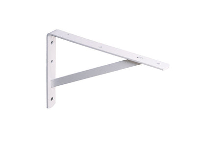 White Emery Jensen 20-inch utility shelf brackets mounted on a wall for sturdy support